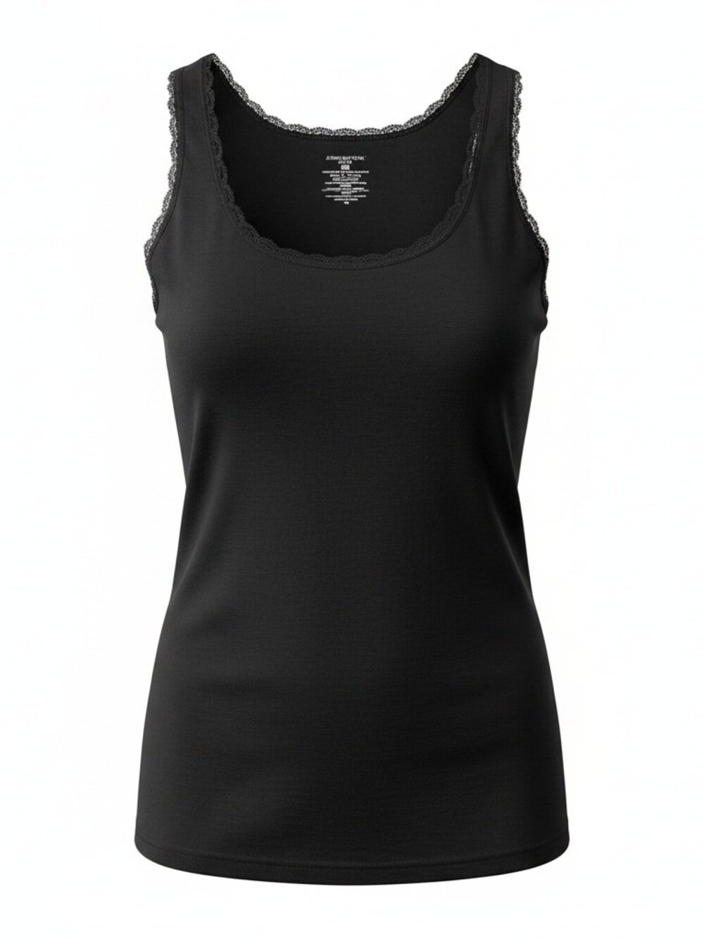 Jones New York Cotton Lace-Trim Tank Top Black Size Large